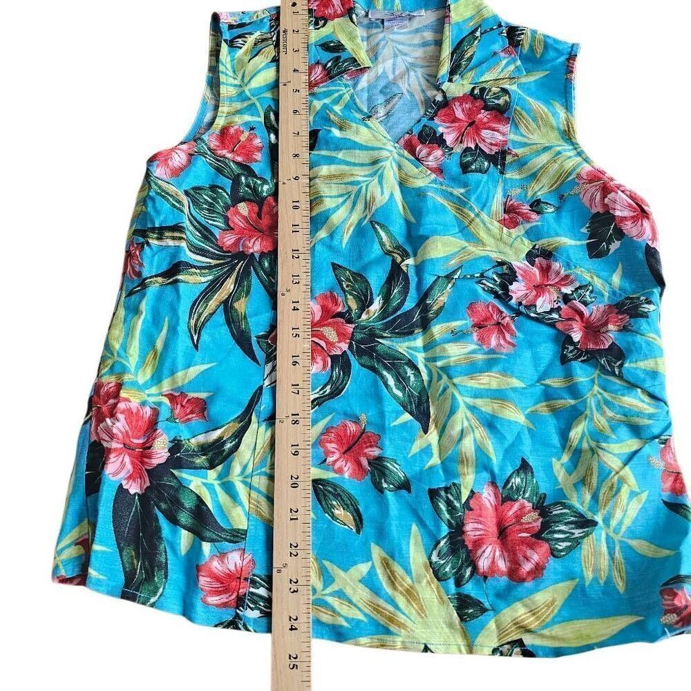 Vintage versailles womens Sz10 blue multicolor floral Hawaiian shirt linen blend - Picture 4 of 7